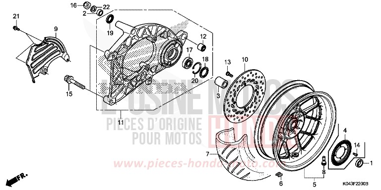 ROUE ARRIERE/BRAS OSCILLANT de Forza 300 PEARL HIMALAYAS WHITE (NHA87) 2013